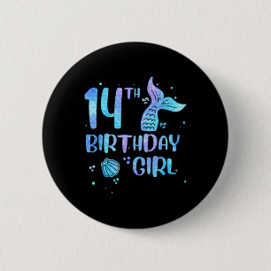 14th Birthday Girl Mermaid 14th Toddlers Back To S 6 Cm Round Badge