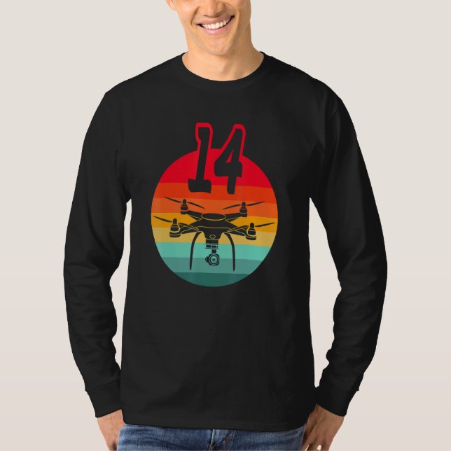 14th Birthday I Retro Remote Control Drones With C T-Shirt (Front)
