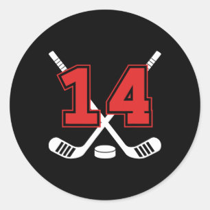 14th Birthday Ice Hockey Fourteen Year Old Ice Hoc Classic Round Sticker
