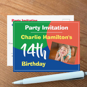 14th Birthday Invitation with Photo Postcard