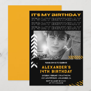 14th birthday invitations boy Photo Spray paint