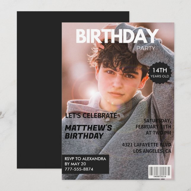 14th birthday invitations for him Magazine Cover (Front/Back)
