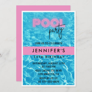 14th birthday invitations Pool Party Summer