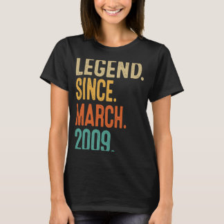 14th Birthday  Legend Since March 2009  14 Year Ol T-Shirt