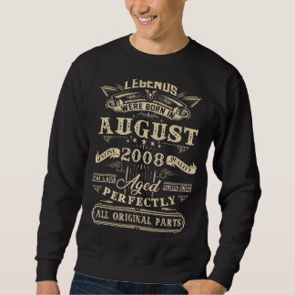 14th Birthday  Legends Born In August 2008 14 Year Sweatshirt
