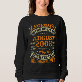 14th Birthday  Legends Born In August 2008 14 Year Sweatshirt