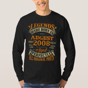14th Birthday Legends Born In August 2008 14 Year T-Shirt