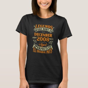 14th Birthday  Legends Born In December 2008 14 Yr T-Shirt