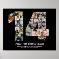 14th Birthday Number 14 Custom Photo Collage