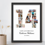 14th Birthday Number 14 Custom Photo Collage Poster<br><div class="desc">Celebrate your teen's milestone 14th birthday with this personalised number 14 photo collage poster. This customisable gift is a perfect way to display precious memories from your child's first year. The poster features a collage of photos capturing those special moments, and it can be customised with your child's name and...</div>