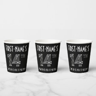 14th Birthday Party: Art Deco Style + Custom Name Paper Cups