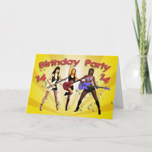 14th birthday party invitation with a girl band