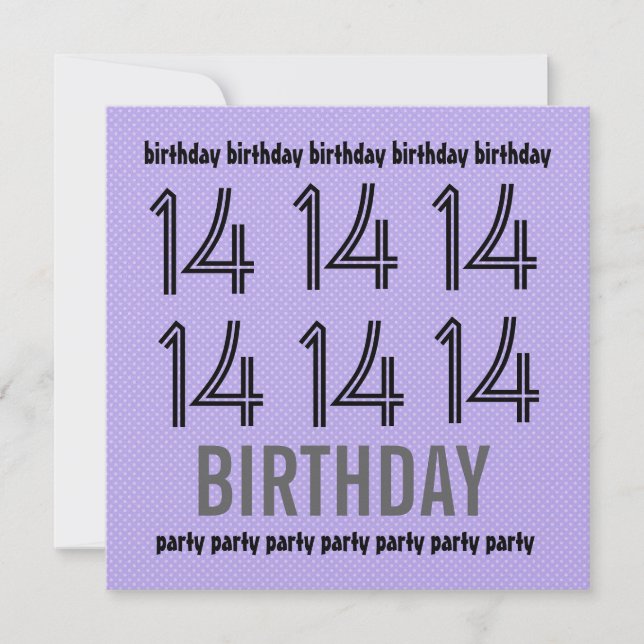 14th Birthday Party Invite Polka Dot Metallic (Front)