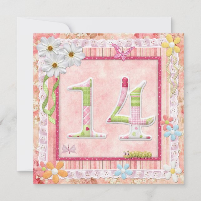 14th birthday party scrapbooking style invitation (Front)