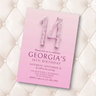 14th Birthday Pink Diamonds Invitation