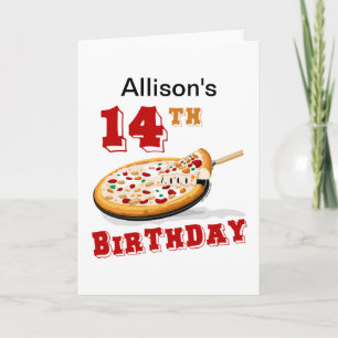 14th Birthday Pizza Party Card