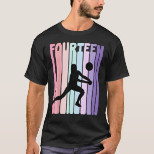 14th Birthday Retro Volleyball Girl Player 14 Year T-Shirt