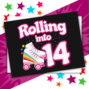 14th Birthday Roller Skating 14 Years Old Skate Postcard