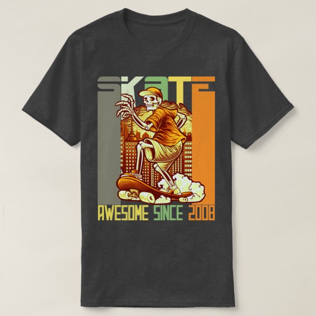 14th Birthday Skateboard Lovers Skater Awesome Sin T-Shirt (Design Front)