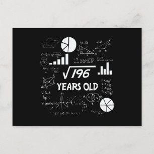 14th Birthday Square Root Math 14 Years Old Bday Postcard