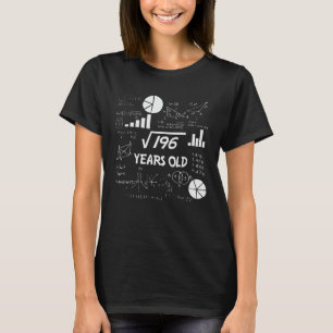 14th Birthday Square Root Math 14 Years Old Bday T-Shirt