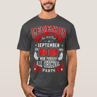 14th Birthday Tee Legends Born In September 2008 1