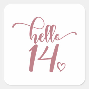 14th Birthday Women Hello 14 Cute 14 Years Old Square Sticker