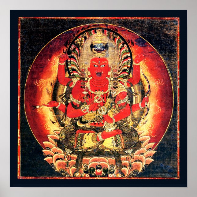 14th century Buddhist Aizen Myoo Painting Poster (Front)