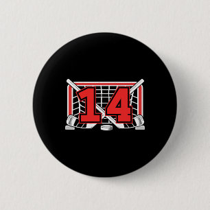 14th Ice Hockey Birthday 14 Year Old Ice Hockey Pl 6 Cm Round Badge