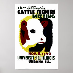 14th Illinois Cattle Feeders Meeting - WPA Poster