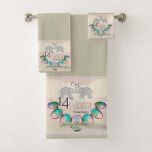 14th Ivory Wedding Anniversary Towel