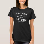 14Th Wedding Anniversary For Her Survived 14 Years T-Shirt<br><div class="desc">14th Wedding Anniversary Funny Wife Survived 14 Years With Him Cloths. Wedding Anniversary Couple Funny Dress - TooMerch</div>