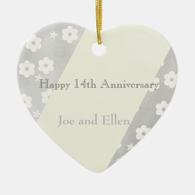14th Wedding Anniversary, Ivory Anniversary Ceramic Ornament (Front)