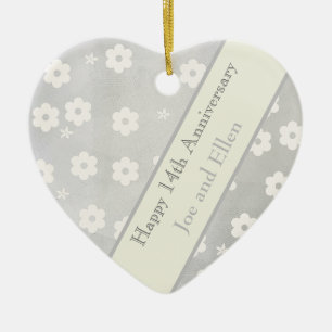 14th Wedding Anniversary, Ivory Anniversary Ceramic Ornament