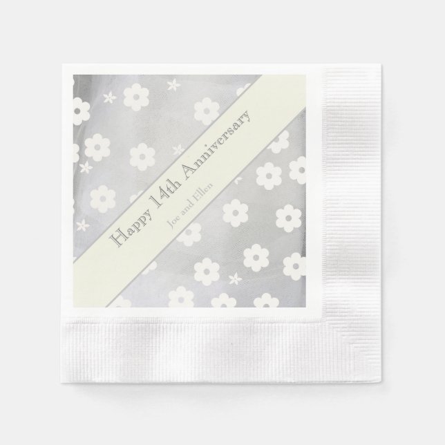 14th Wedding Anniversary, Ivory Anniversary Napkin (Front)