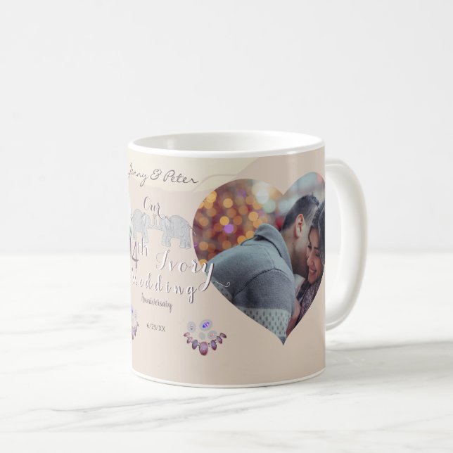 14th Wedding Anniversary Ivory  Coffee Mug (Front Right)