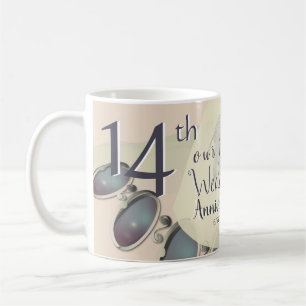 14th Wedding Anniversary Opals & Elephants Coffee Mug