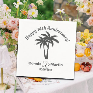 14th Wedding Anniversary Palm Trees Napkin