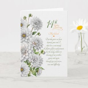 14th Wedding Anniversary Sentimental White Dahlias Card