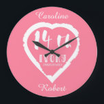 14th Wedding anniversary traditional ivory Large Clock<br><div class="desc">If you would like any help customising this design please contact me,  there is an ask this designer button,  just below this text. Aromantic heart brush stroke design for people celebrating 14th wedding anniversary. Ivory is the traditional gift for this occasion.</div>