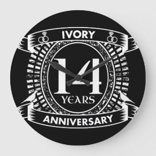 14TH wedding IVORY anniversary Large Clock