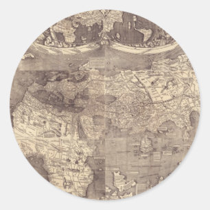1507 Martin Waldseemuller World Map Classic Round Sticker