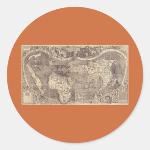 1507 Martin Waldseemuller World Map Classic Round Sticker
