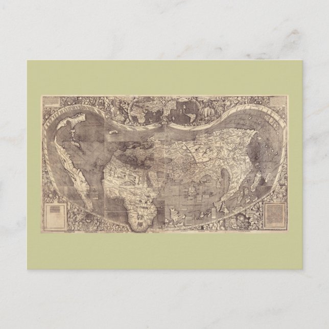 1507 Martin Waldseemuller World Map Postcard (Front)