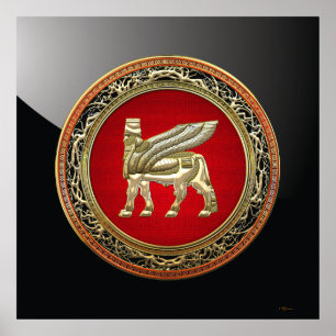 [150] Babylonian Winged Bull Lamassu [3D] Poster