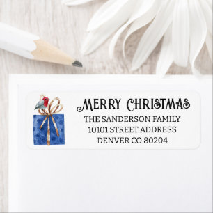 150 Red Robin Christmas Return Address Label 