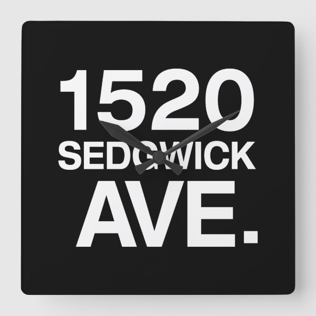 1520 SEDGWICK AVE. SQUARE WALL CLOCK (Front)