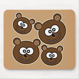 153 HAPPY SMILING BROWN BEARS RETRO STYLE DIGITAL MOUSE PAD