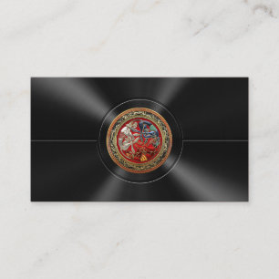 [154] Celtic Treasures - Three Dogs on Gold Business Card