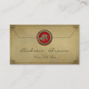 [154] Hokusai - Shoki Riding Shishi Lion Business Card
